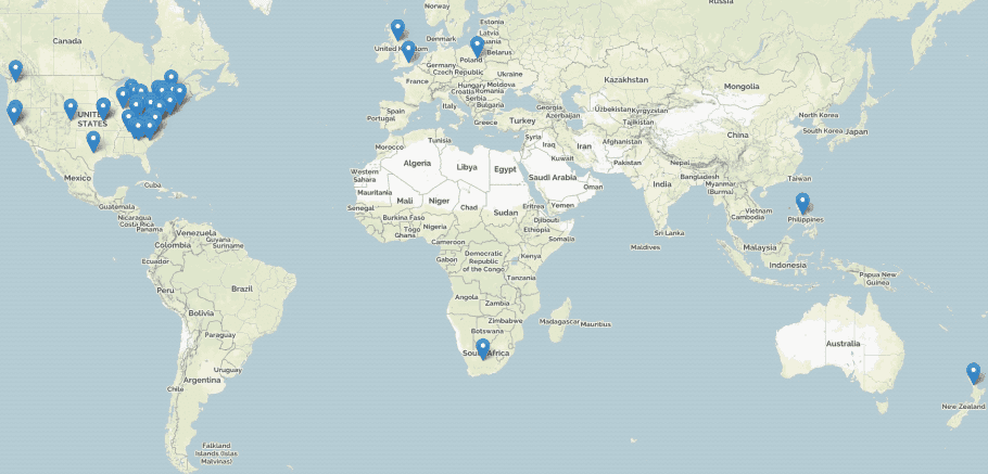 Map of OpenWorks Members' Hometowns