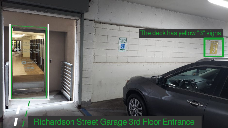 3rd Floor Richardson St. Garage Parking Deck Entrance Door into OpenWorks